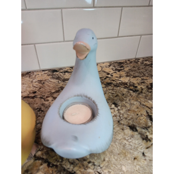 Vintage PartyLite Blue and Yellow Ducks (2) Ceramic Tea Light Holders - Picture 5 of 16